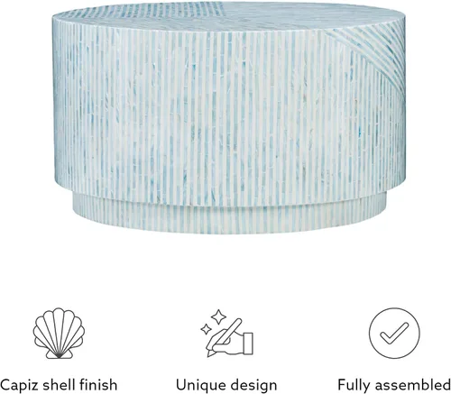 Vista 9 de Linon Home Decor Products Mesa de centro Kiro Blue Capiz
