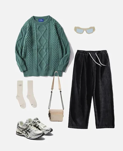 Vista 35 de Aelfric Eden Oversized Knit Sweater Solid Vintage Pullover Unisex Woven Crewneck Knitted Tops