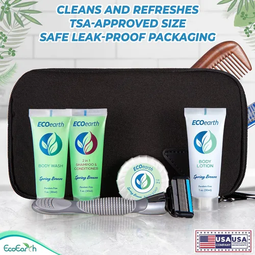 Vista 5 de EcoEarth Champú acondicionador de tamaño de viaje 2 en 1 (1 onza líquida, 100 unidades, brisa de primavera) deleita a tus invitados con champú
