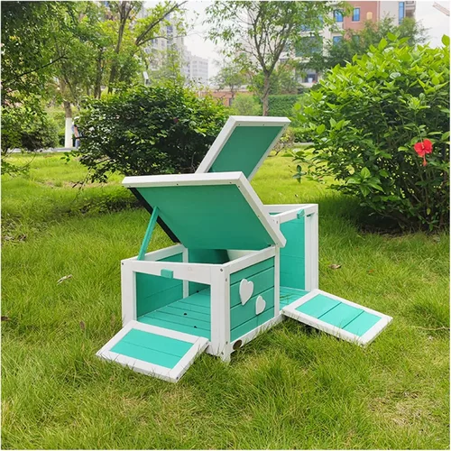 Vista 5 de Cat Villa Rabbit Villa Outdoor Rabbit House Indoor Cat House Outdoor Rabbit Cage Small Dog House Balcony Pet Nest Cat House,Green