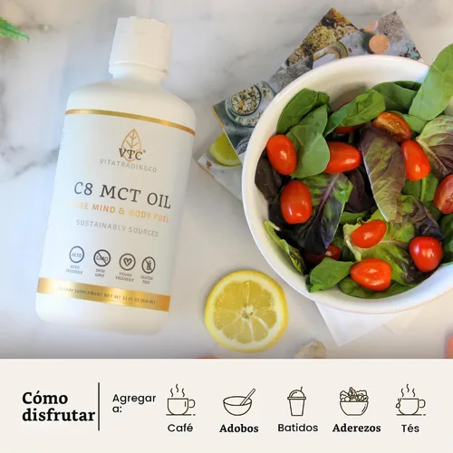 Vista 6 de VitaTradingCo. Aceite 100% puro C8 MCT, sin sabor, 64 porciones
