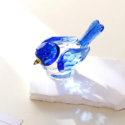 Vista 3 de Figuras de pájaro de cristal, adorno de pájaro de cristal, estatua de animales de cristal, figuras coleccionables, decoración de escritorio, regalo