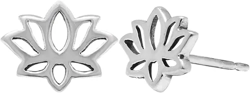Vista 2 de Boma Aretes de plata fina en forma de loto con flor