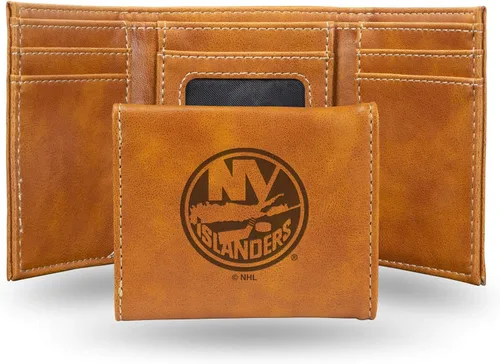 Vista 32 de NHL Rico Industries - Billetera triple grabada con láser y tres pliegues, accesorio para hombre