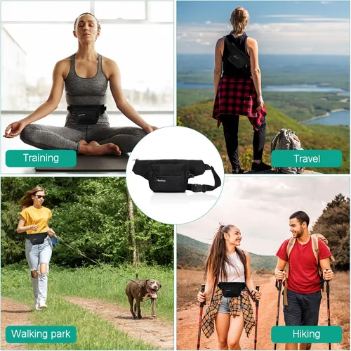 Vista 5 de ORIA Riñonera impermeable con cinturón ajustable, diseño de apertura rápida, gran capacidad, para caminar, viajar, correr, senderismo, ir