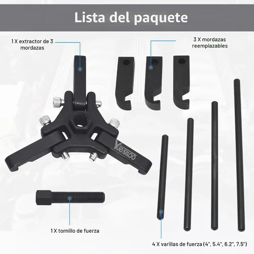 Vista 3 de Kit de extractor de polea de amortiguador de equilibrador armónico Estuche negro
