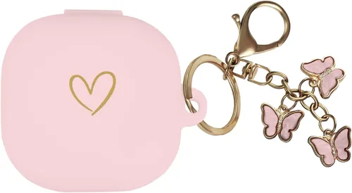 Vista 18 de Compatible con Samsung Galaxy Buds FE/Buds 2 / Buds Pro/Buds Live/Buds 2 Pro, funda de silicona suave con patrón de corazón dorado con bonito Negro