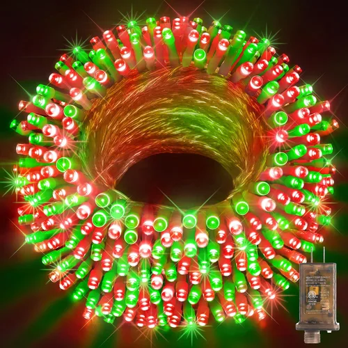 Vista 30 de KNONEW Guirnalda de luces de Navidad para interiores, 60 pies, 180 luces LED impermeables para exteriores, 8 modos de iluminación, función