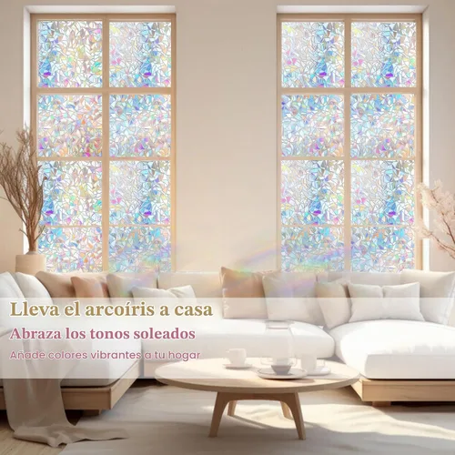 Vista 2 de Hilarious - Película de privacidad arcoíris para ventana, vinilo para ventanas manchadas, calcomanías decorativas 3D removibles, película tintada