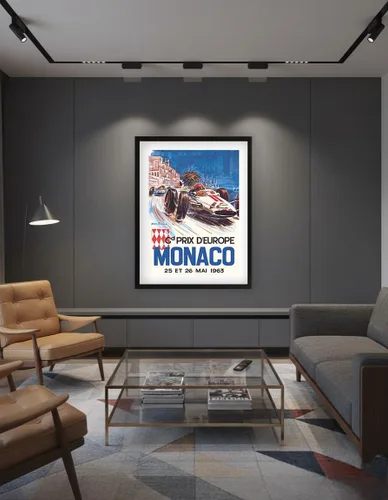 Vista 7 de Mónaco Grand Prix Europe (Gd Prix D'Europe) - Póster de carreras de coches vintage por Michel Beligond c.1963 - Impresión artística maestra