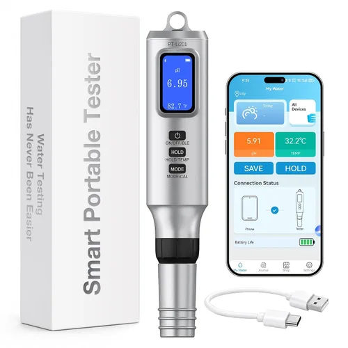 Vista 11 de 9 en 1 probador de agua inteligente con monitoreo por APP, kit de prueba de agua digital para turbidez, TDS, EC, temperatura, sal, GH, TOC, COD
