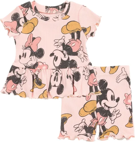 Vista 12 de Disney Conjunto de camiseta acanalada y pantalones cortos de ciclismo para recién nacidos a niños grandes (0-3 meses - 14-16)