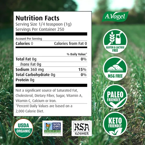 Vista 2 de A. Vogel Herbamare Sal marina sazonada – USDA Orgánica – Sal condimento infundida con 12 hierbas – 33% menos de sodio – Sin OMG – Sin gluten