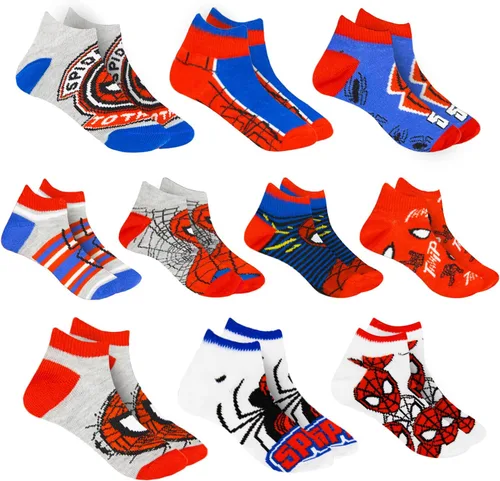 Vista 8 de Marvel Calcetines de Spider-Man para niños, 10 pares de calcetines de corte bajo para niños de 3 a 9 años Marvel Comics