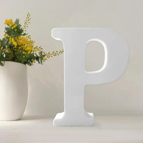 Vista 18 de Letras de madera de 4.3 pulgadas, letras blancas de madera sin terminar para injerto, letras de madera para decoración de pared, letras pie