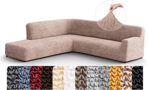 Vista 46 de PAULATO BY GA.I.CO. Funda de sofá modular, funda para sofá chaise longue en forma de L, fundas lavables para sofá esquinero, funda elástica de Gris