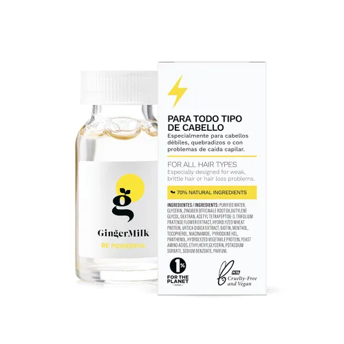 Vista 2 de Ampollas de pelo de leche de jengibre para cuero cabelludo con biotina