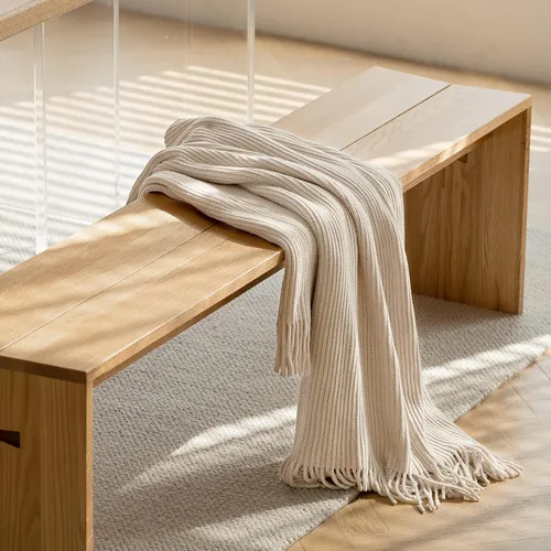 Vista 2 de lifein Manta de felpilla de 50 x 60 pulgadas, suave manta de punto bohemio para sofá, acogedora decoración de casa de campo, manta ligera para todas