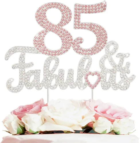 Vista 21 de 25 y fabulosa decoración de pastel de diamantes de imitación dorados y rosados – Feliz cumpleaños 25 años saluda a 25 años de edad, decoración