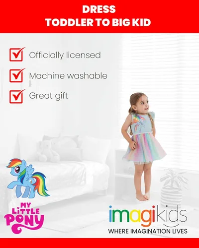 Vista 3 de My Little Pony Pinkie Pie Rainbow Dash - Vestido para niñas pequeñas y grandes