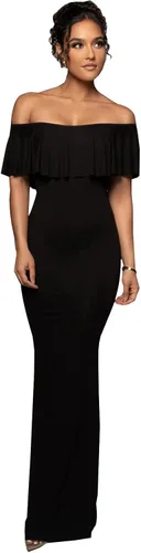 Vista 2 de shengfan Vestido largo sexy de fiesta con volantes y hombros descubiertos para mujer, estilo casual, elegante, vestido de noche, vestido largo formal