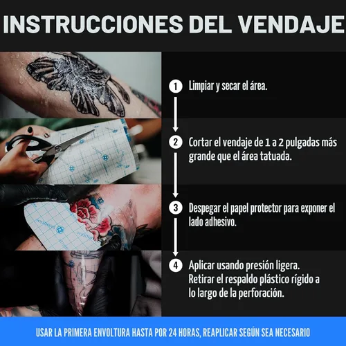 Vista 3 de Saniderm - Rollo de vendaje de cuidado posterior del tatuaje original