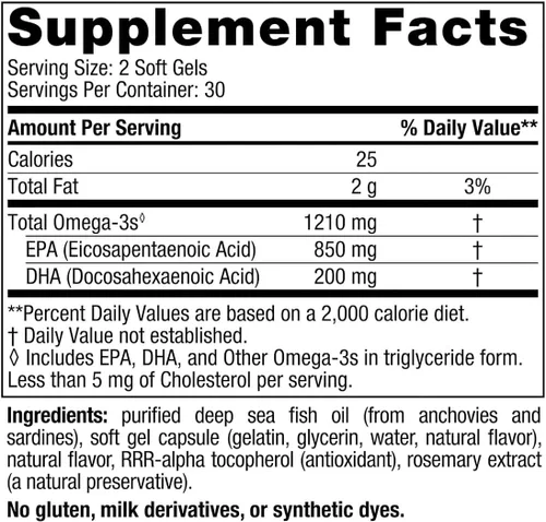 Vista 2 de Nordic Naturals EPA, sabor a limón - 60 geles blandos - 1210 mg Omega-3 - Fórmula EPA de alta intensidad para el estado de ánimo positivo, la salud