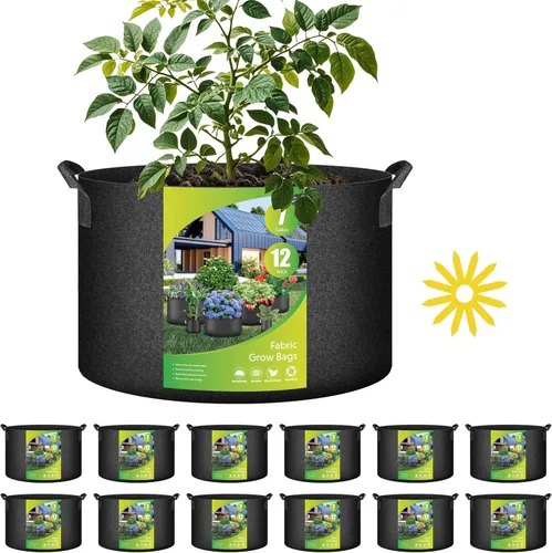 Vista 12 de HealSmart Paquete de 6 bolsas de cultivo no tejidas de 1 galón, macetas de tela de aireación con asas, adecuadas para frutas de jardín, verduras