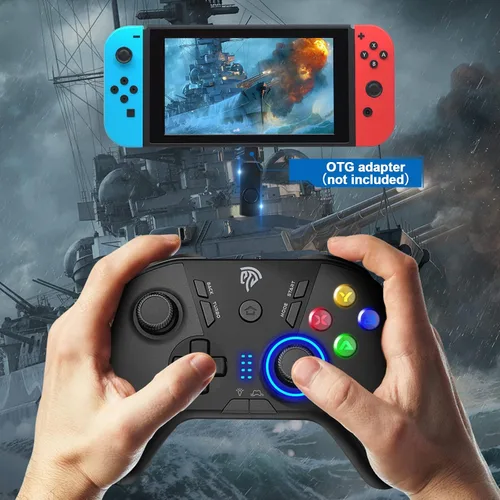 Vista 6 de EasySMX Control inalámbrico para juegos para Windows PCSteamSteam DeckPS3Android TV BOX, Dual Vibration Plug and Play Gamepad Joystick con 4 botones
