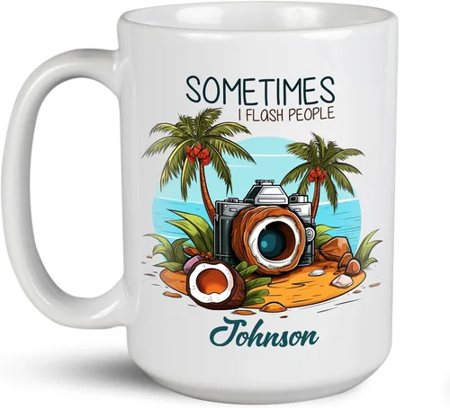 Vista 13 de Taza de café personalizada con nombre, taza de regalo personalizada para amantes de la fotografía, amigos, familia, taza de té blanca de 11 o 15
