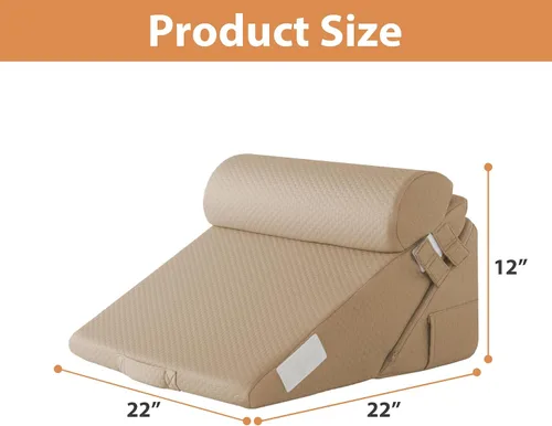 Vista 2 de BIEEZZK Juego de almohadas de cuña para después de la cirugía, almohada de cuña para reflujo ácido, almohada de cuña de cama con ajustable de 9 y 12