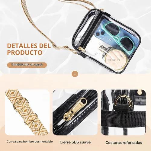 Vista 6 de Bagenius Clear Bag for Stadium Events, Clear Crossbody Bag Stadium Approved Correa de cubo