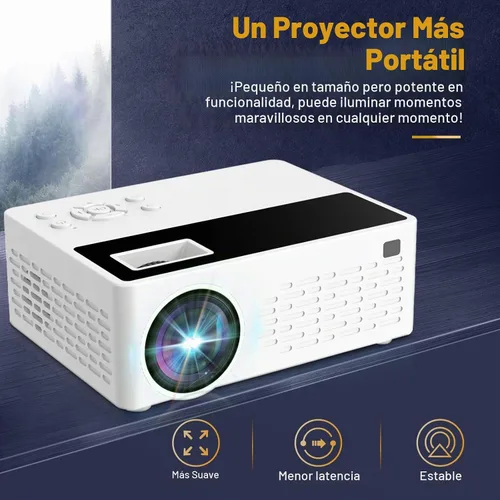 Vista 7 de Soporte inteligente para proyectores 4K, viene con un mini soporte, mini proyector con altavoz estéreo, proyector portátil Full HD, compatible