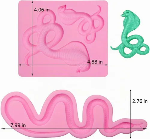 Vista 2 de Moldes de silicona de serpiente, molde para hornear chocolate cobra para decoración de pasteles de Halloween, dulces, azúcar, manualidades, pasta