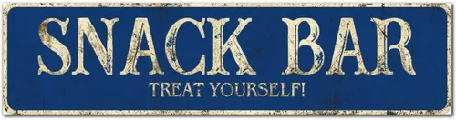 Vista 29 de Madcolitote Letrero de calle personalizado SNACK BAR con texto en inglés «Snack Bar» de madera para decorar la pared de la sala de estar, arte