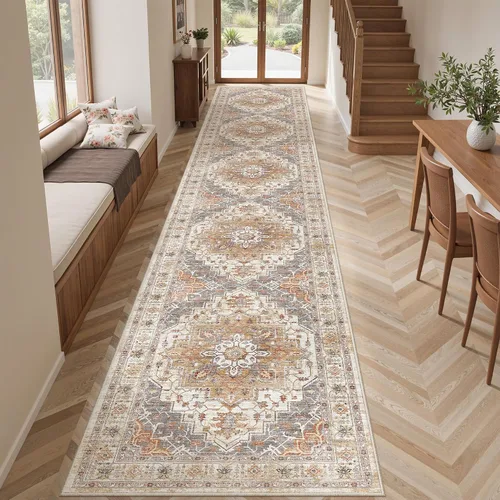 Vista 73 de befbee - Alfombra para sala de estar, lavable y resistente a manchas, con base antideslizante, ideal para dormitorio y cocina, decoración clásica