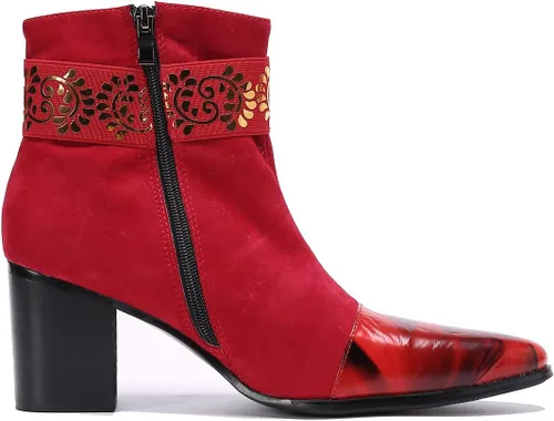 Vista 3 de Botas de vestir de fiesta para hombre, botas Chelsea de cuero genuino con bordado de moda, botas vaqueras occidentales, botas formales