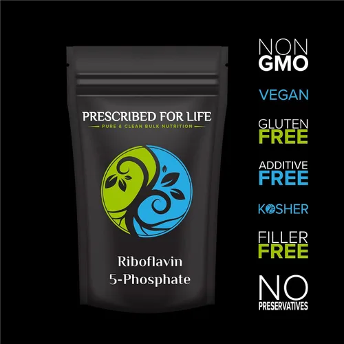 Vista 3 de Prescribed For Life Riboflavina 5 fosfato en polvo, suplemento vegano de vitamina B2 en polvo, sin gluten, sin OMG, sin soja, kosher, vitaminas