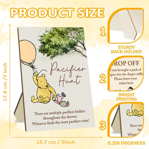 Vista 2 de Winnie Baby Shower Games-Winnie Baby ShowerDecoraciones-Pacififer Hunt Baby Shower Juegos-Baby Shower Mini Chupetes para Baby Shower Juego Juego