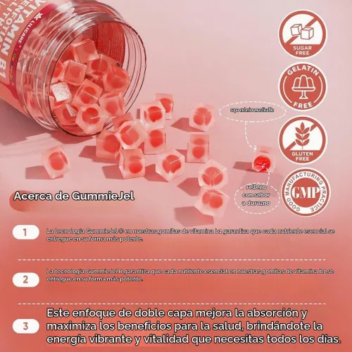Vista 7 de Gomitas de vitamina B1 y complejo de vitamina B metilada, con benfotiamina, 60