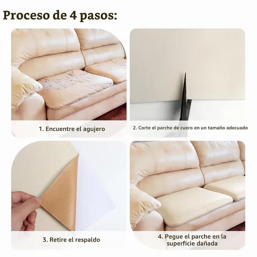 Vista 6 de BSZHTECH Cinta de reparación de cuero, parche de reparación de cuero autoadhesivo para sofás, muebles, sofás, asientos de automóvil, kit avanzado