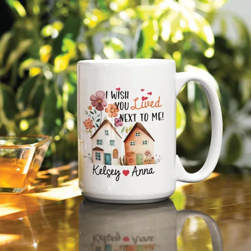 Vista 6 de Taza de café personalizada de alma gemela, taza de café de amistad personalizada para mejores amigos con nombres, mejores amigos, hermanas del alma