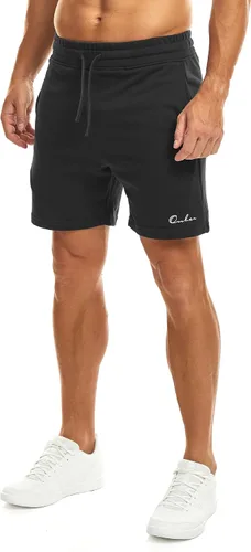 Vista 2 de Ouber Pantalones cortos deportivos de algodón para hombre, pantalones cortos de entrenamiento para gimnasio, deportivos y casuales