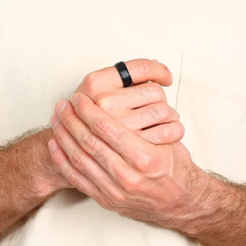 Vista 4 de Anillo giratorio de titanio de tungsteno de 0.2360.315 pulgadas para hombre, tamaño medio, sin níquel, anillo de ansiedad para hombres y mujeres