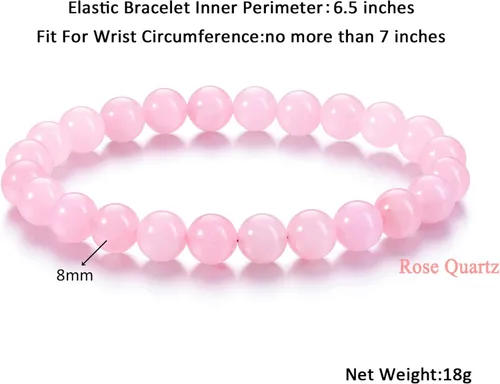 Vista 11 de Jovivi Pulsera elástica de cuentas redondas semipreciosas naturales – 0.315 pulgadas hecha a mano con cuentas de piedras preciosas curativas