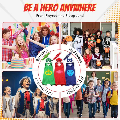 Vista 6 de Capas y máscaras de superhéroe para niños - Capas de satén y máscaras de fieltro para niños