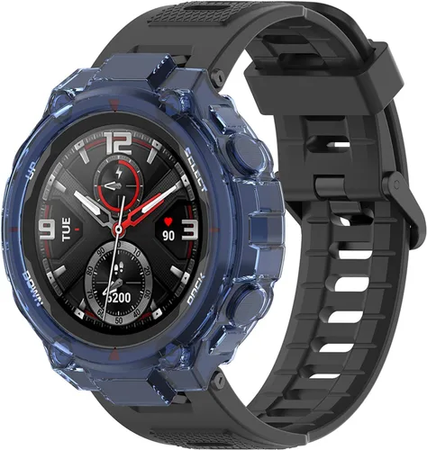 Vista 2 de Funda compatible con Amazfit T-Rex/T-Rex Pro Watch con banda, funda protectora de TPU de alta transparencia y correas de repuesto de silicona