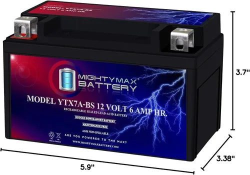 Vista 9 de Mighty Max Battery YTX7A-BS - Batería de repuesto para Duralast Gold GSX7A
