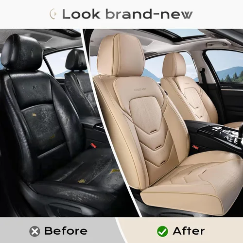 Vista 6 de Coverado Funda de asiento de automóvil, funda de asiento delantero para automóvil, protector de asiento de automóvil de cuero impermeable, fundas