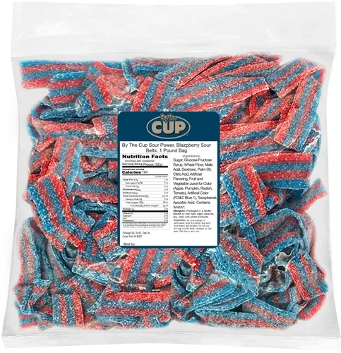 Vista 9 de By The Cup Berry Blue Sour Belts, bolsa a granel de 1 lb Sweet & Sour Berry Blue - Tiras masticables para fiestas, bolsas de golosinas, bufés